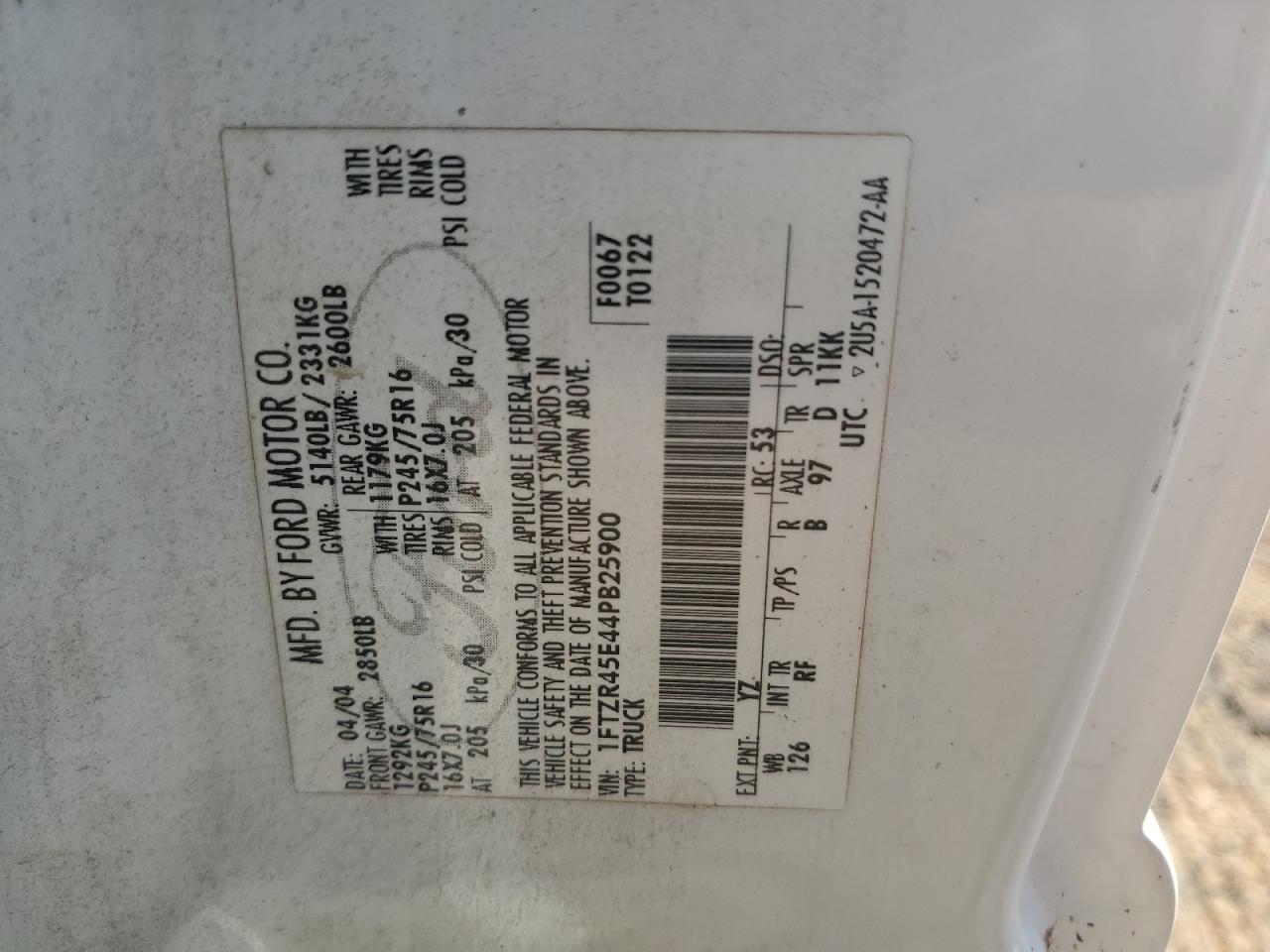 Lot #3264549916 2004 FORD RANGER SUPER CAB