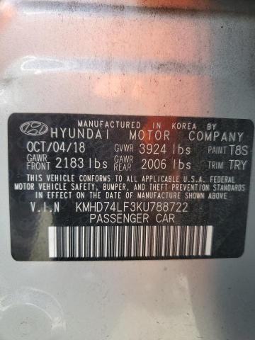 2019 HYUNDAI ELANTRA SE KMHD74LF3KU788722
