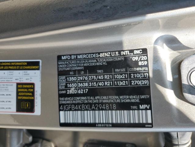 2020 MERCEDES-BENZ GLE 350 4M 4JGFB4KBXLA294818