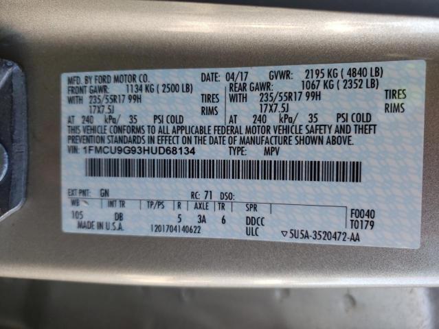 2017 FORD ESCAPE SE - 1FMCU9G93HUD68134