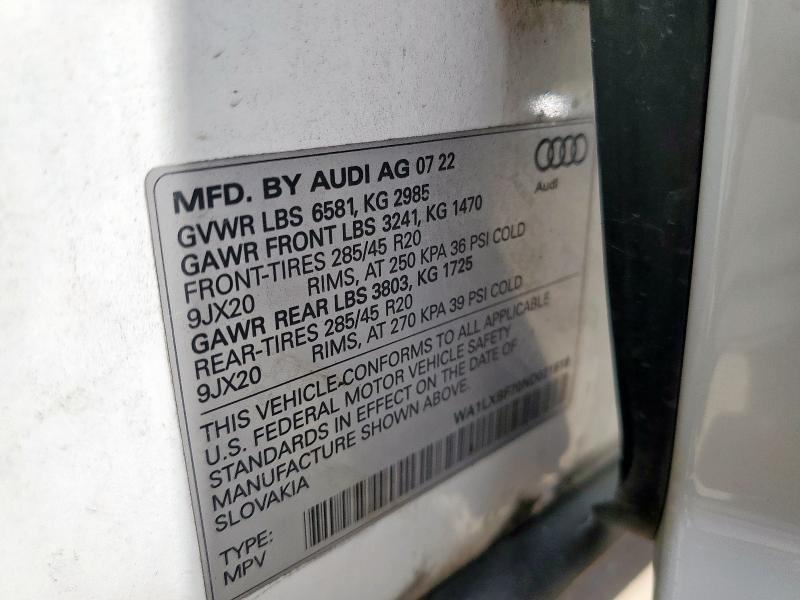 2022 AUDI Q7 PREMIUM WA1LXBF70ND021918