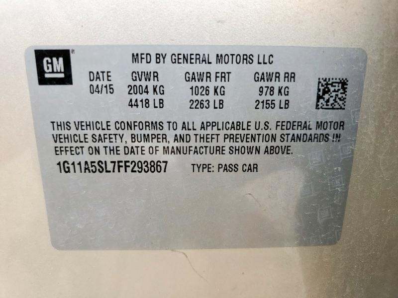 2015 CHEVROLET MALIBU LS 1G11A5SL7FF293867