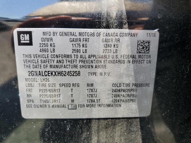 2017 CHEVROLET EQUINOX LT 2GNALCEKXH6245258