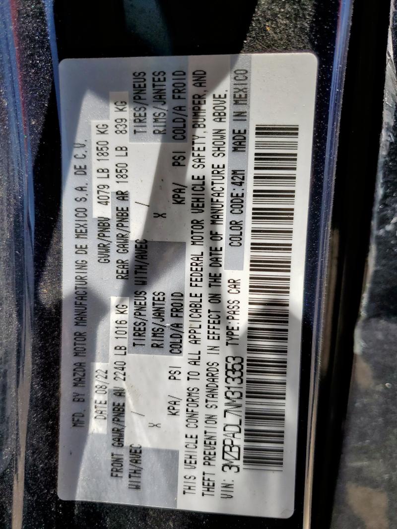 2022 MAZDA 3 PREMIUM 3MZBPADL7NM313353