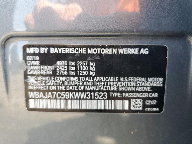 2019 BMW 530 XI WBAJA7C59KWW31523