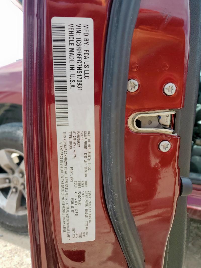 2022 RAM 1500 CLASS 1C6RR6FG7NS170931