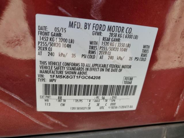 2015 FORD EXPLORER S 1FM5K8GT1FGC64208