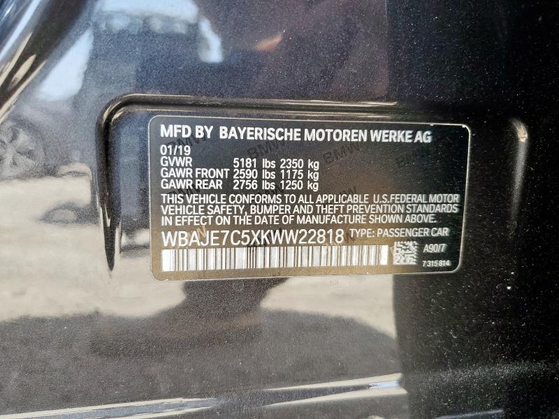2019 BMW 540 XI WBAJE7C5XKWW22818