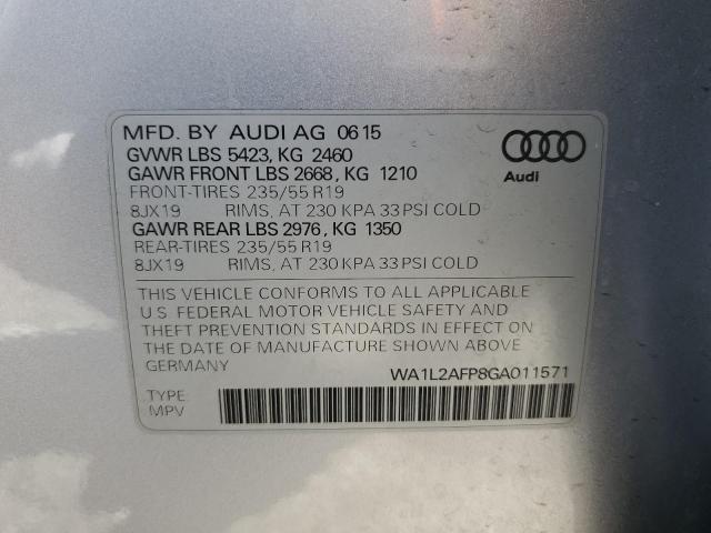 2016 AUDI Q5 PREMIUM WA1L2AFP8GA011571