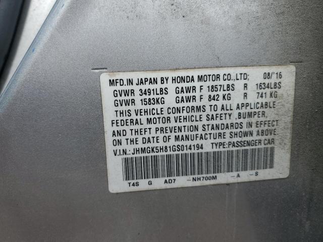 2016 HONDA FIT EX JHMGK5H81GS014194