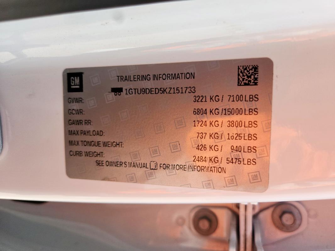2019 GMC SIERRA K15 1GTU9DED5KZ151733
