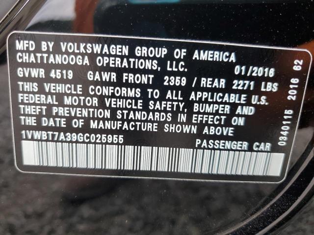 2016 VOLKSWAGEN PASSAT SE 1VWBT7A39GC025955