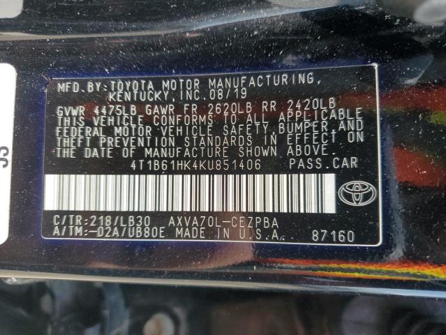 2019 TOYOTA CAMRY XSE 4T1B61HK4KU851406
