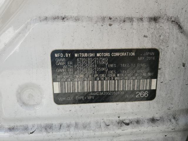 2016 MITSUBISHI OUTLANDER - JA4AD3A35GZ052839