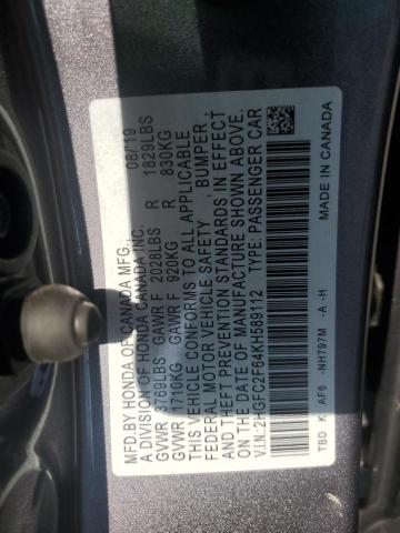 2019 HONDA CIVIC LX 2HGFC2F64KH589112