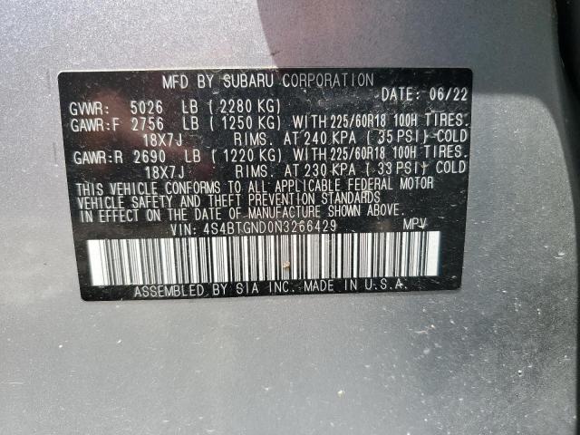 2022 SUBARU OUTBACK LI 4S4BTGND0N3266429
