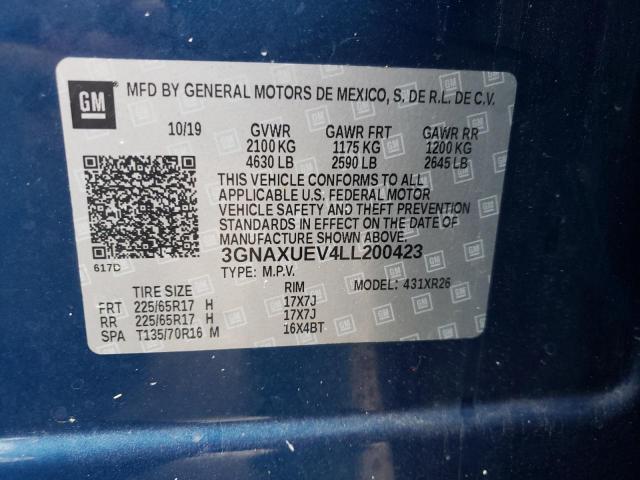 2020 CHEVROLET EQUINOX LT - 3GNAXUEV4LL200423