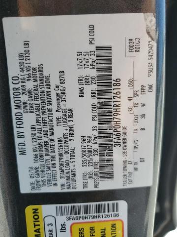 2017 FORD FUSION SE - 3FA6P0H79HR126186