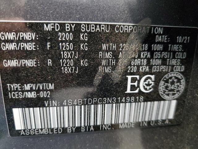 2022 SUBARU OUTBACK PR 4S4BTDPC3N3149818