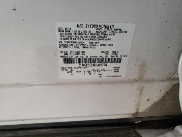 2019 FORD FLEX SEL 2FMGK5C8XKBA07770