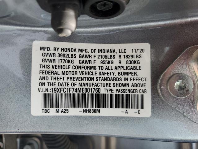 2021 HONDA CIVIC EXL 19XFC1F74ME001760