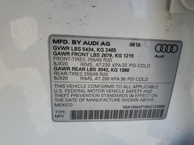 2019 AUDI Q5 PREMIUM WA1BNAFY8K2124886