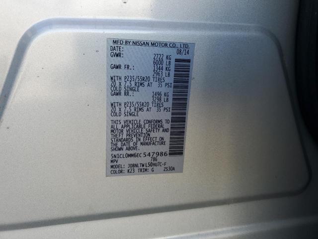 2014 INFINITI QX60 HYBRI - 5N1CL0MM6EC547986