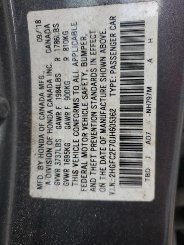 2018 HONDA CIVIC EX - 2HGFC2F70JH605362