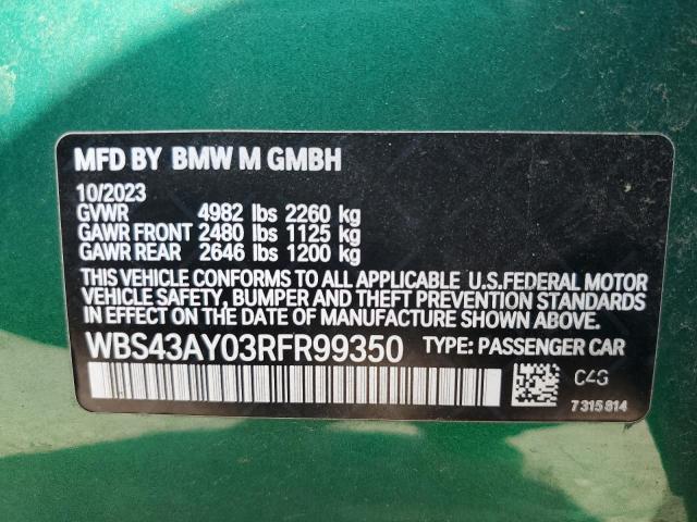 2024 BMW M3 COMPETITION WBS43AY03RFR99350