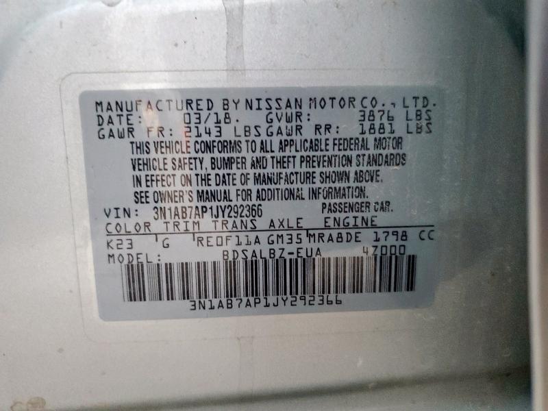 2018 NISSAN SENTRA S 3N1AB7AP1JY292366