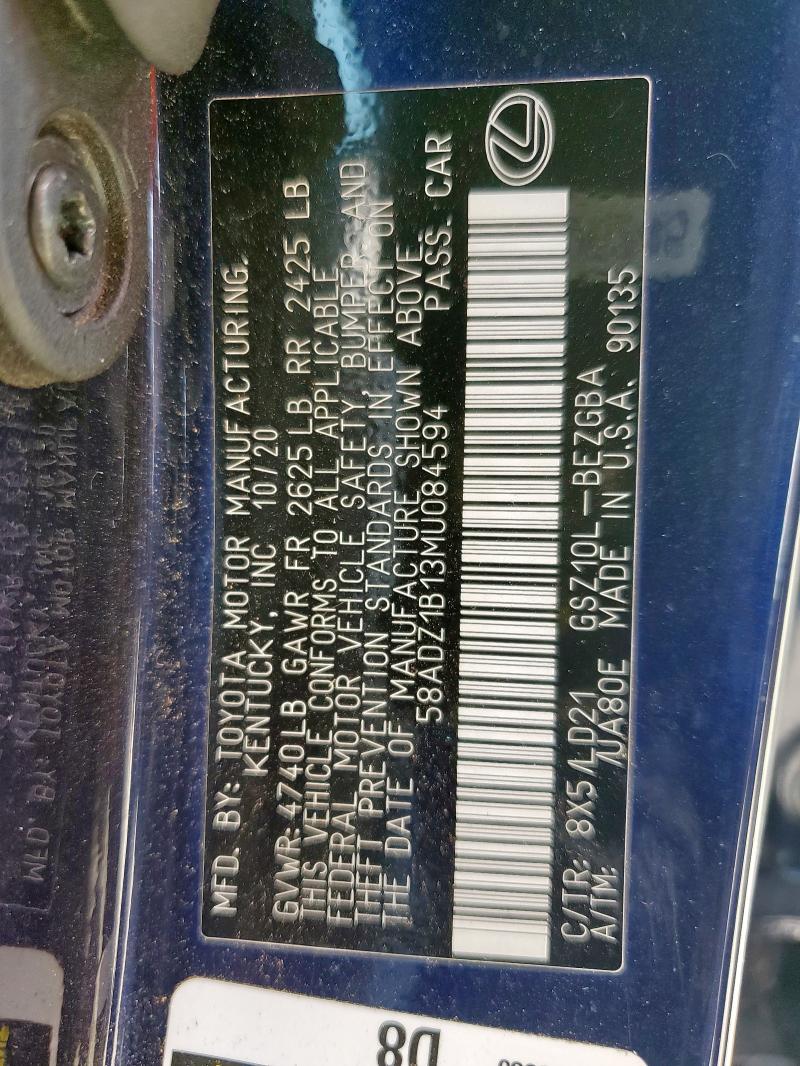 2021 LEXUS ES 350 BAS - 58ADZ1B13MU084594