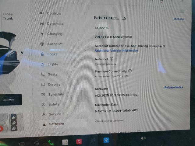 2022 TESLA MODEL 3 5YJ3E1EA8NF209856