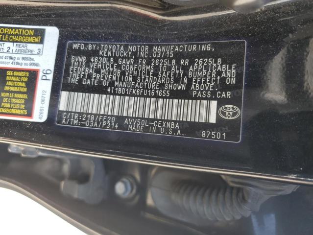 2015 TOYOTA CAMRY HYBR 4T1BD1FK6FU161655