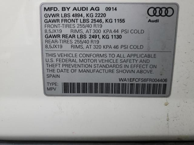 2015 AUDI Q3 PREMIUM WA1EFCFS6FR004406