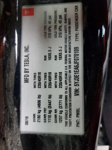 2018 TESLA MODEL 3 5YJ3E1EA6JF070109