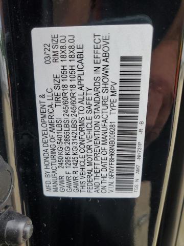 2022 HONDA PASSPORT T 5FNYF8H69NB009281