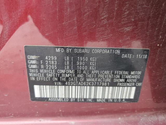 2019 SUBARU IMPREZA PR 4S3GTAD62K3717981