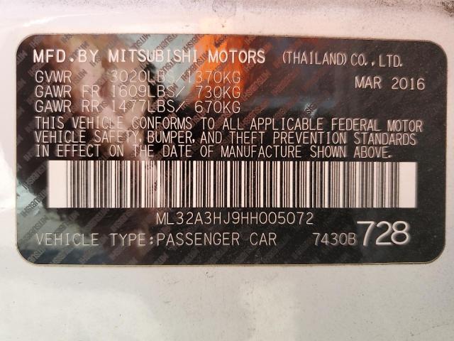 2017 MITSUBISHI MIRAGE ES ML32A3HJ9HH005072