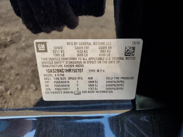 2017 GMC YUKON SLT 1GKS2BKC1HR192787