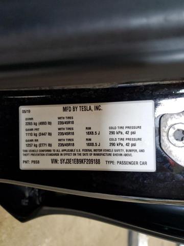 2019 TESLA MODEL 3 5YJ3E1EB9KF209188