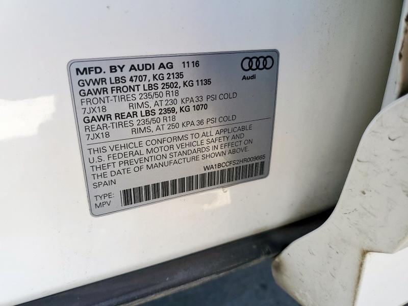 2017 AUDI Q3 PREMIUM WA1BCCFS2HR009665