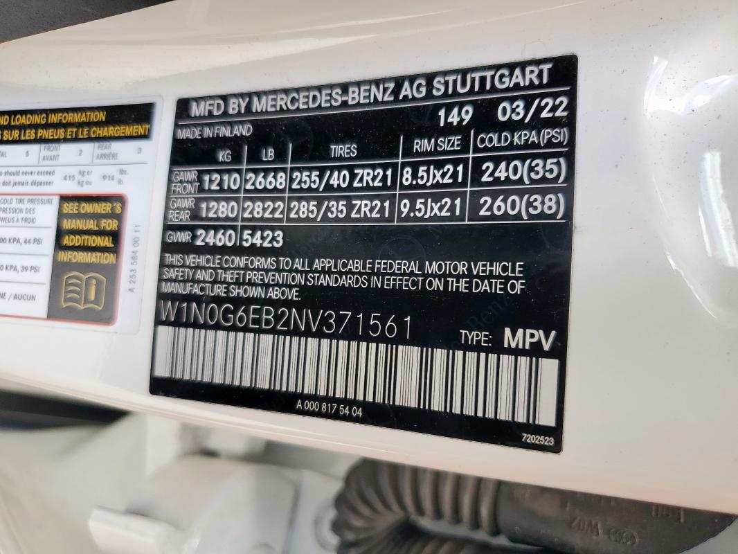 2022 MERCEDES-BENZ GLC 43 4MA W1N0G6EB2NV371561