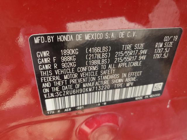 2019 HONDA HR-V TOURING 3CZRU6H90KM713220