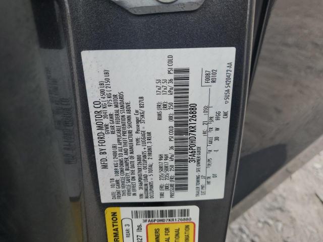 2019 FORD FUSION SE - 3FA6P0HD7KR126880