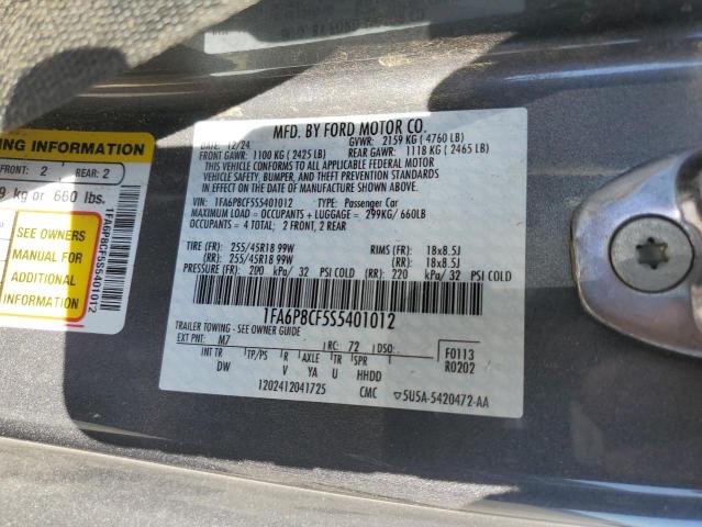 2025 FORD MUSTANG GT 1FA6P8CF5S5401012