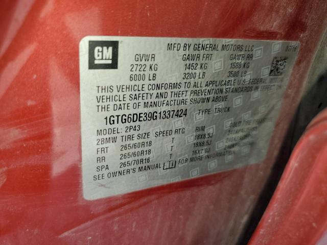 2016 GMC CANYON SLT 1GTG6DE39G1337424
