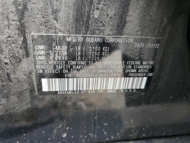 2022 SUBARU LEGACY PRE 4S3BWAF61N3018974