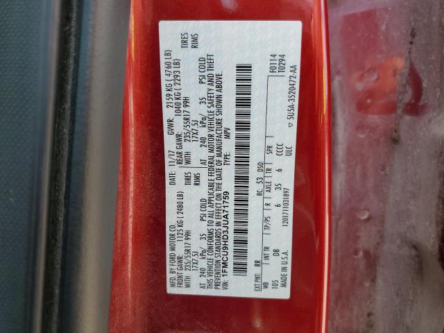 2018 FORD ESCAPE SEL - 1FMCU9HD3JUA71759