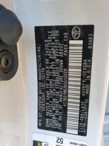2019 TOYOTA CAMRY HYBR 4T1B21HK2KU513529