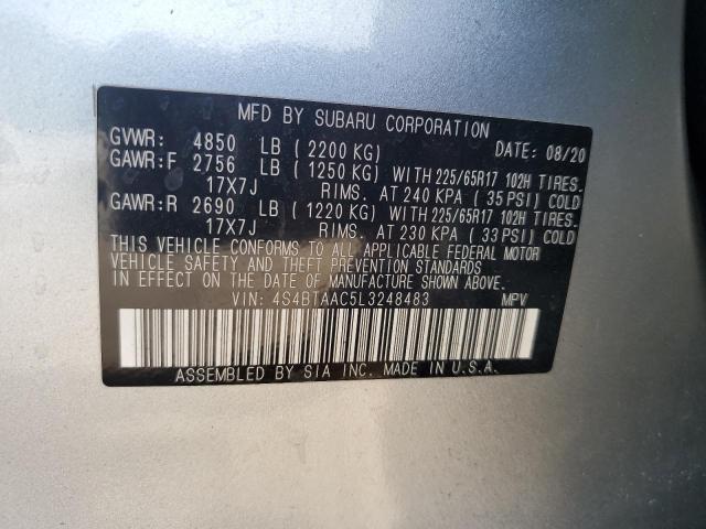 2020 SUBARU OUTBACK 4S4BTAAC5L3248483